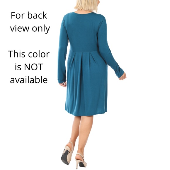 Black Plus Pleated Waist Long Sleeve Dress - Picture 2 of 2